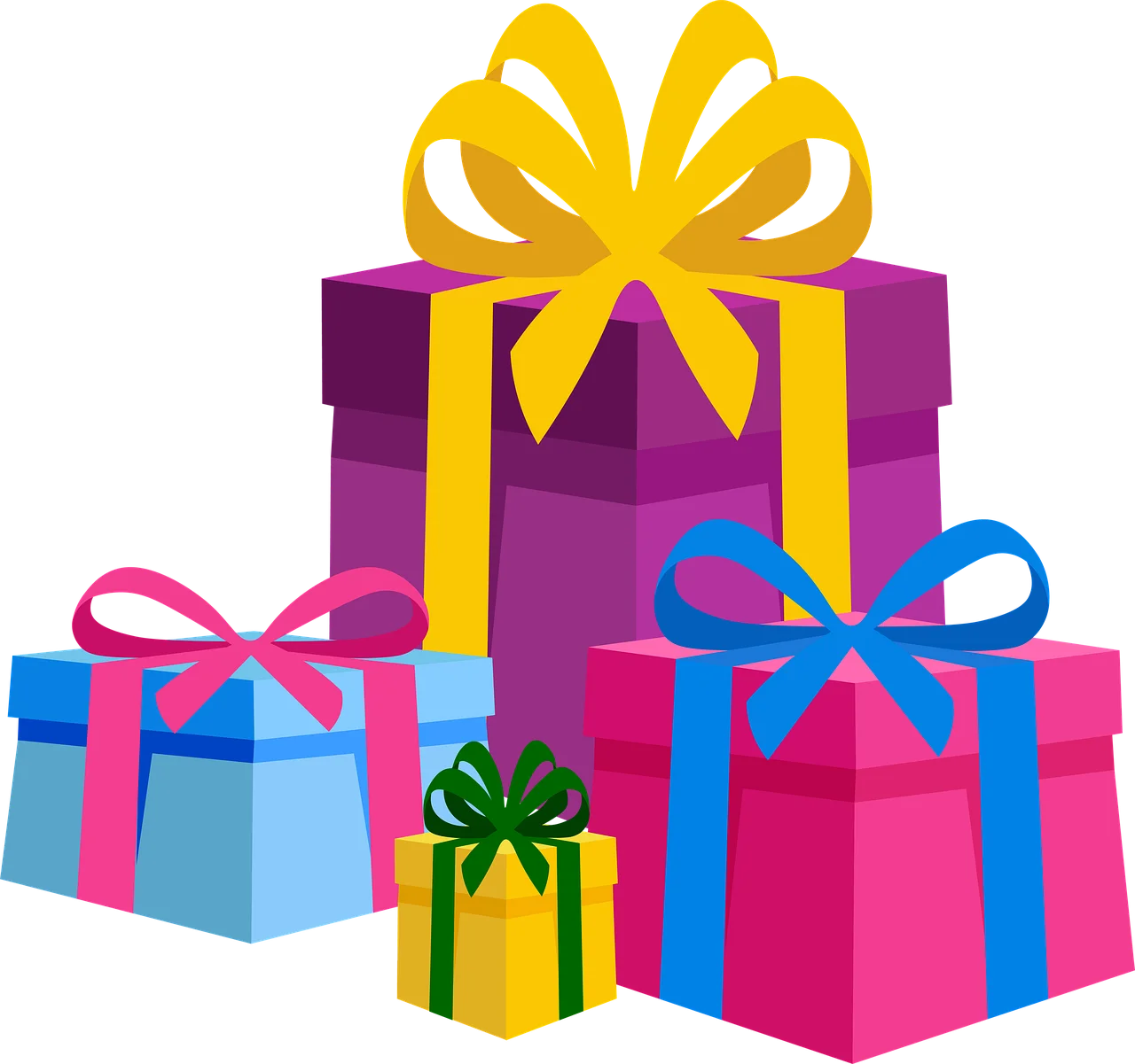 Festive Gift Boxes Clipart: Colorful Wrapped Presents for Celebration Designs