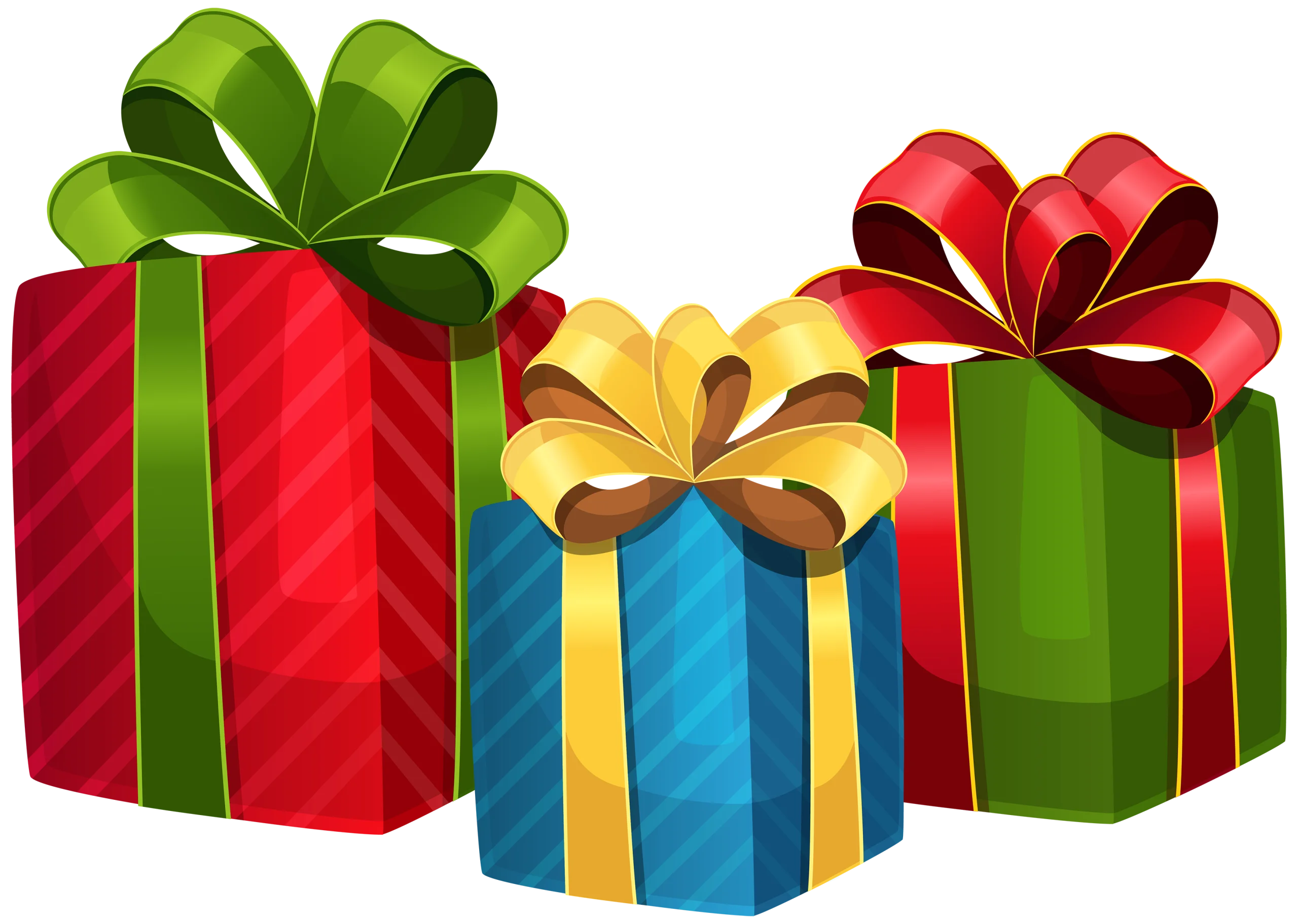 Festive Holiday Gift Boxes Clipart: Colorful Wrapped Presents with Bows