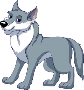 Friendly Gray Wolf Cartoon Clipart Illustration for Kids and Graphic Design