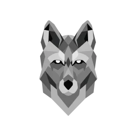Geometric Wolf Clipart: Monochromatic Low-Poly Artistic Graphic Design