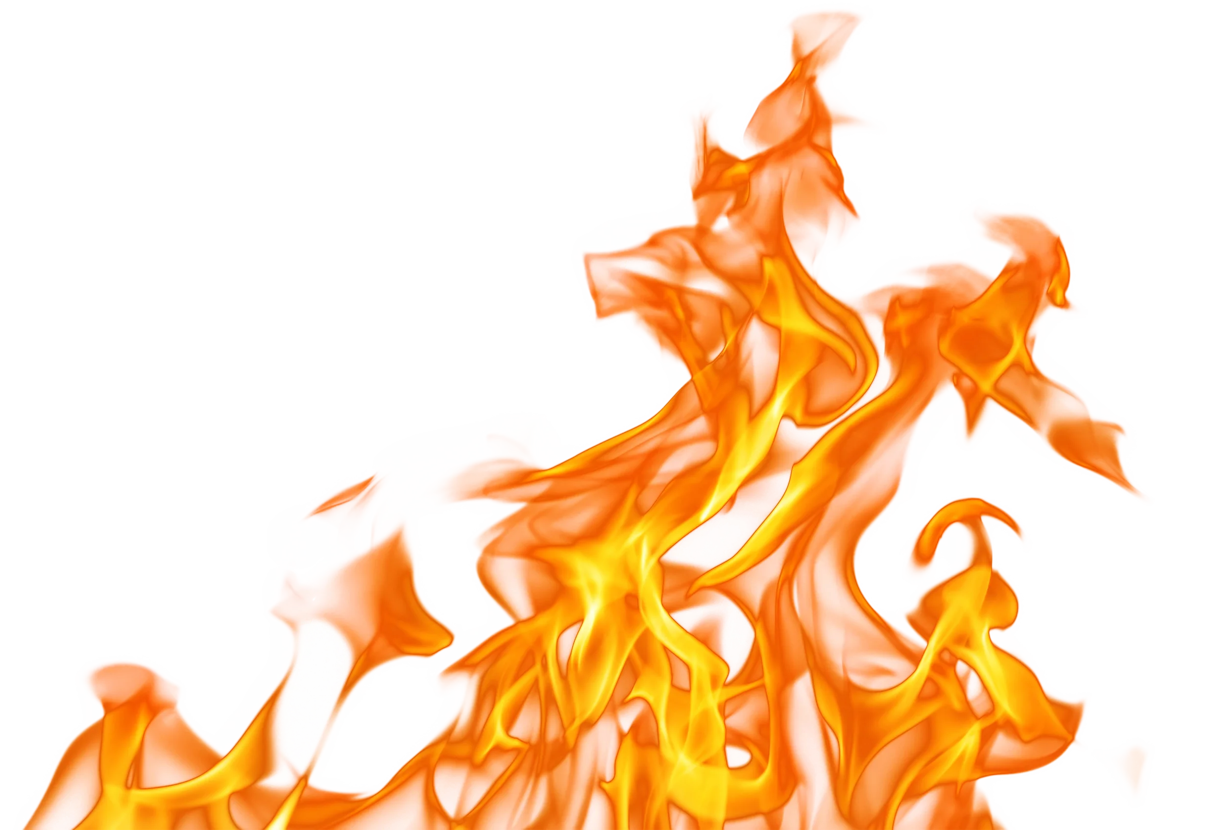 Intense Fiery Orange and Yellow Flame Clipart with Dynamic Fluid Movements