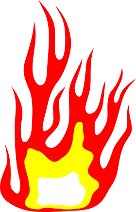 Intense Red and Yellow Flame Clipart Design with Dynamic Burning Edges