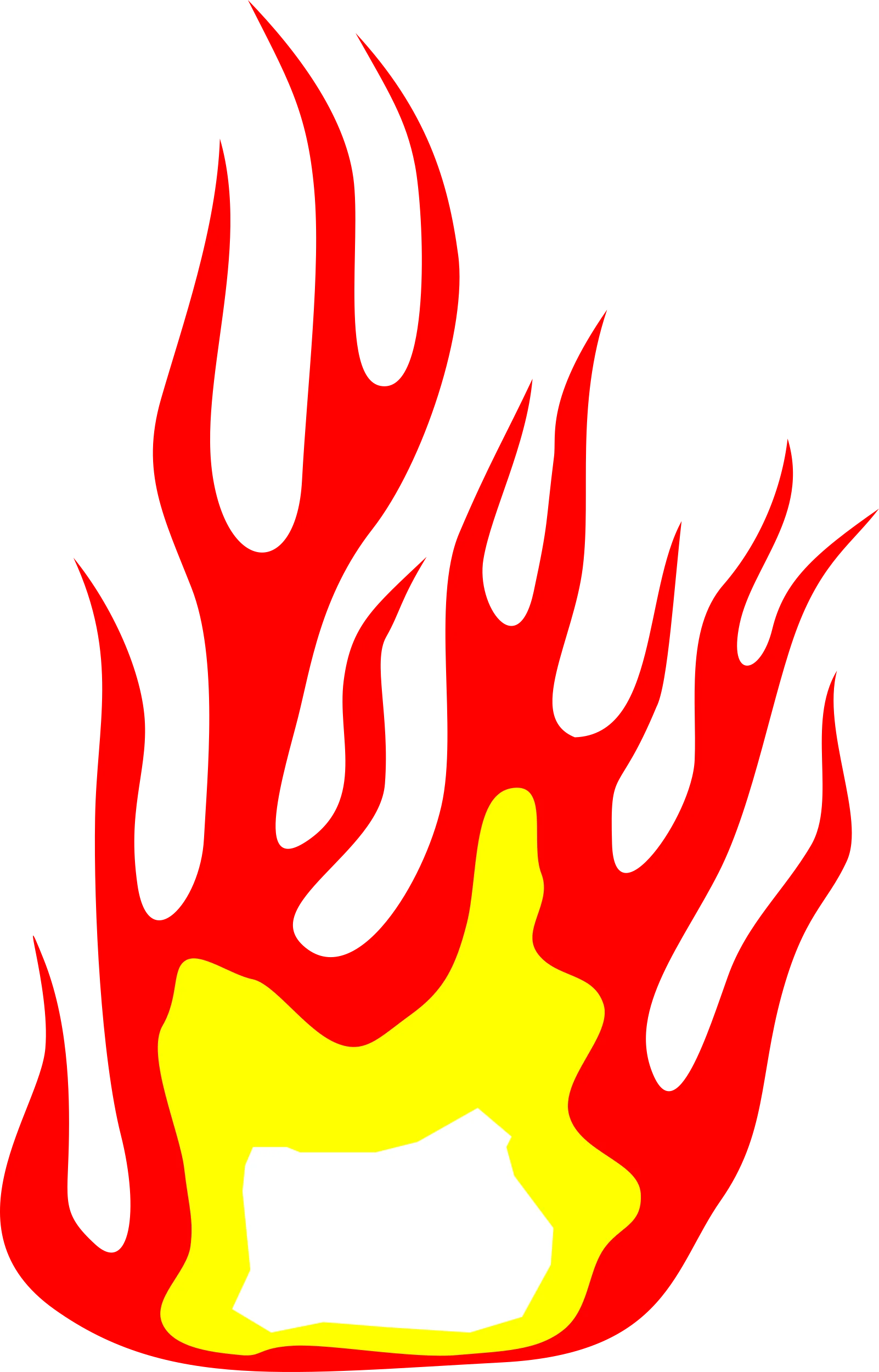 Intense Red and Yellow Flame Clipart Design with Dynamic Burning Edges