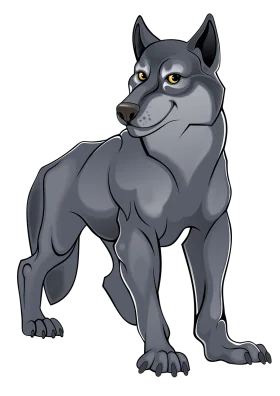 Majestic Gray Wolf Clipart: Fierce Guardian of the Wilderness with Steely Gaze