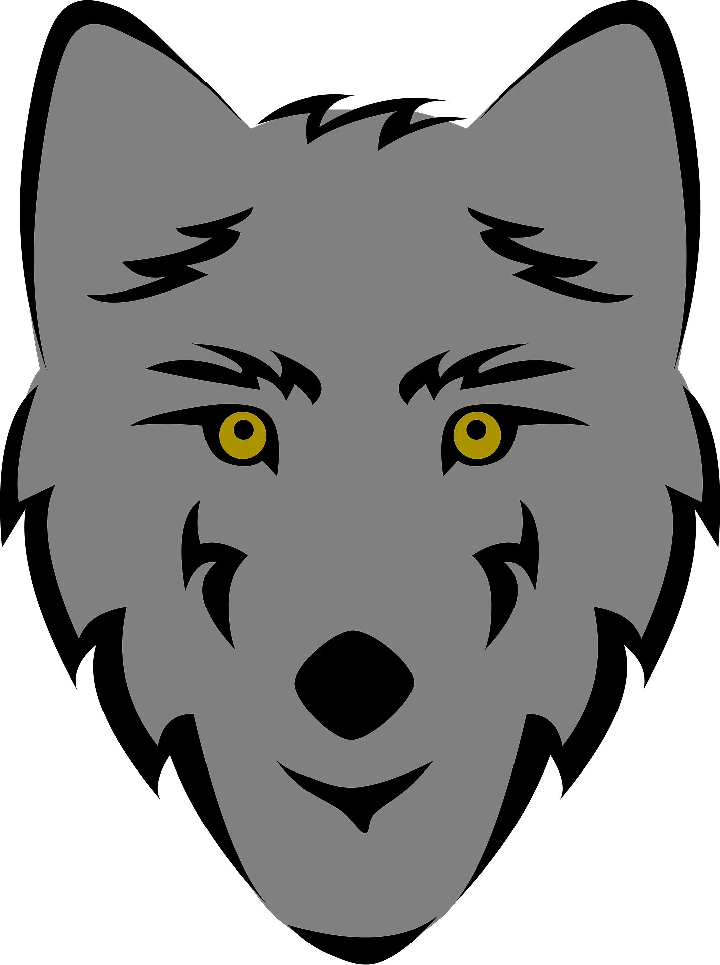 Majestic Gray Wolf Head Stylized Graphic Clipart Design for Nature Enthusiasts