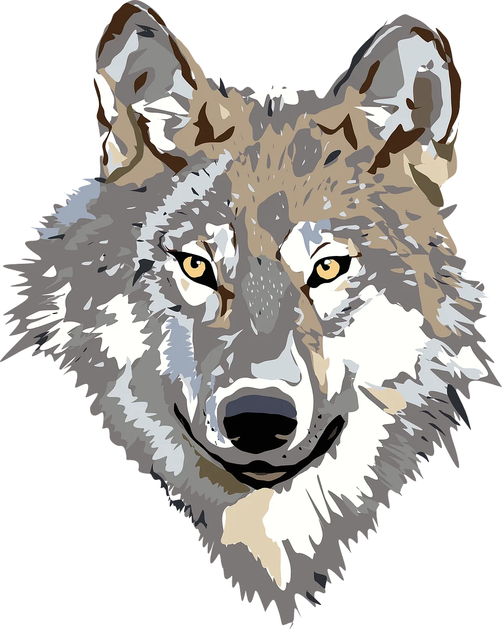 Majestic Gray Wolf Illustration Clipart: A Striking Wildlife Graphic Design