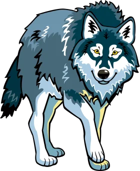 Majestic Gray Wolf Wilderness Clipart Illustration with Intense Gaze