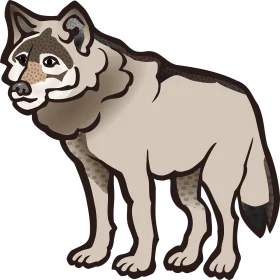Majestic Gray Wolf Wilderness Clipart Illustration with Stylized Design
