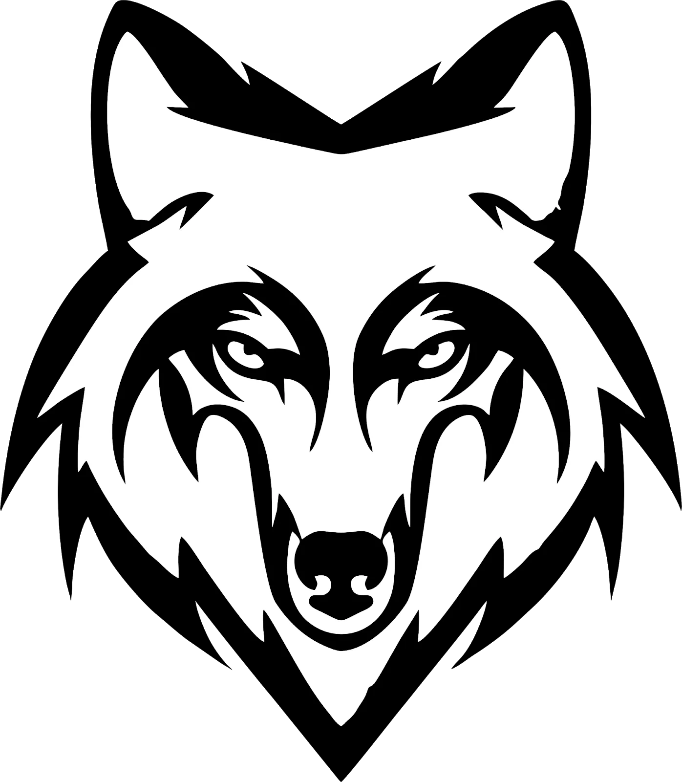 Majestic Tribal Wolf Head Silhouette Clipart Design for Creative Projects