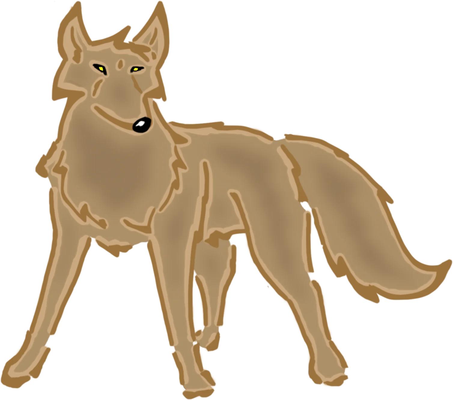 Minimalist Earthy-Toned Wolf Clipart Illustration with Soft Contours
