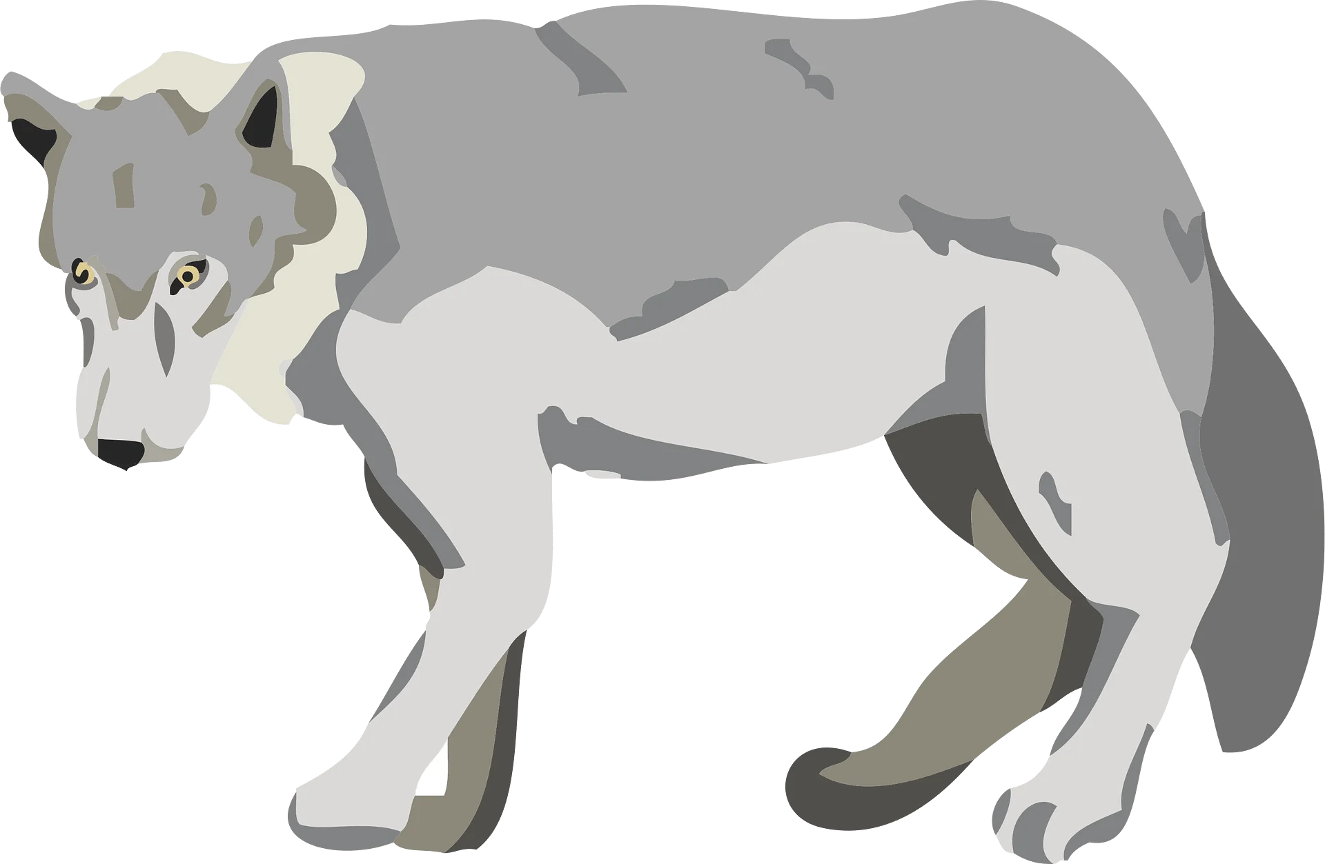 Minimalist Gray Wolf Clipart Illustration with Stylized Geometric Design