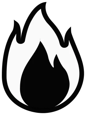 Monochrome Bold Stylized Flame Clipart Symbol of Burning Intensity