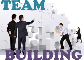 Professional Team Building Collaboration Clipart with Puzzle Metaphor