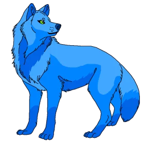 Serene Azure Wolf Clipart: Majestic Blue Canine Illustration with Soft Fur Details