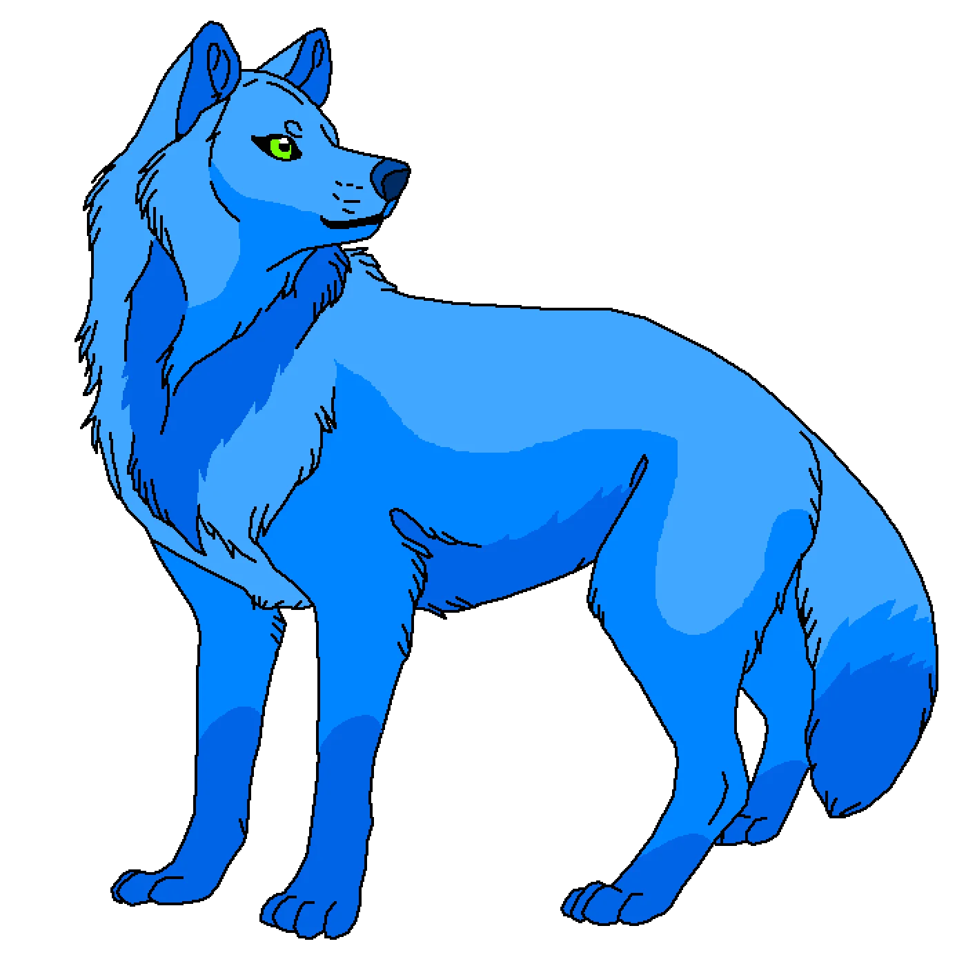 Serene Azure Wolf Clipart: Majestic Blue Canine Illustration with Soft Fur Details