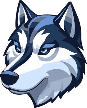 Stylized Blue Gray Wolf Head Clipart Design with Sharp Graphic Elements