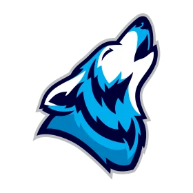Stylized Blue Howling Wolf Clipart - Fierce Graphic Design Emblem