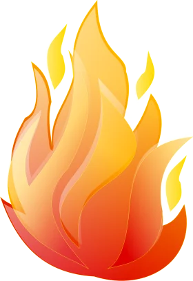 Stylized Burning Flame Clipart with Warm Color Gradient and Dynamic Shapes
