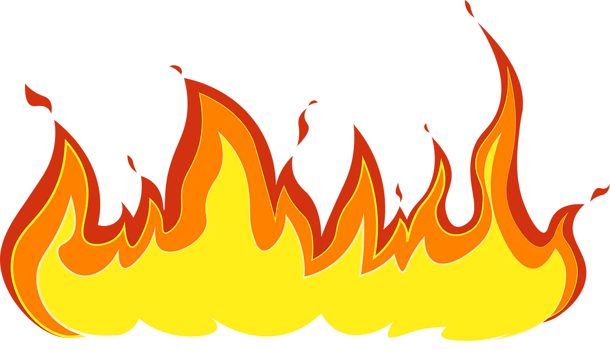 Stylized Cartoon Fire Flames Clipart with Dynamic Orange and Yellow Hues