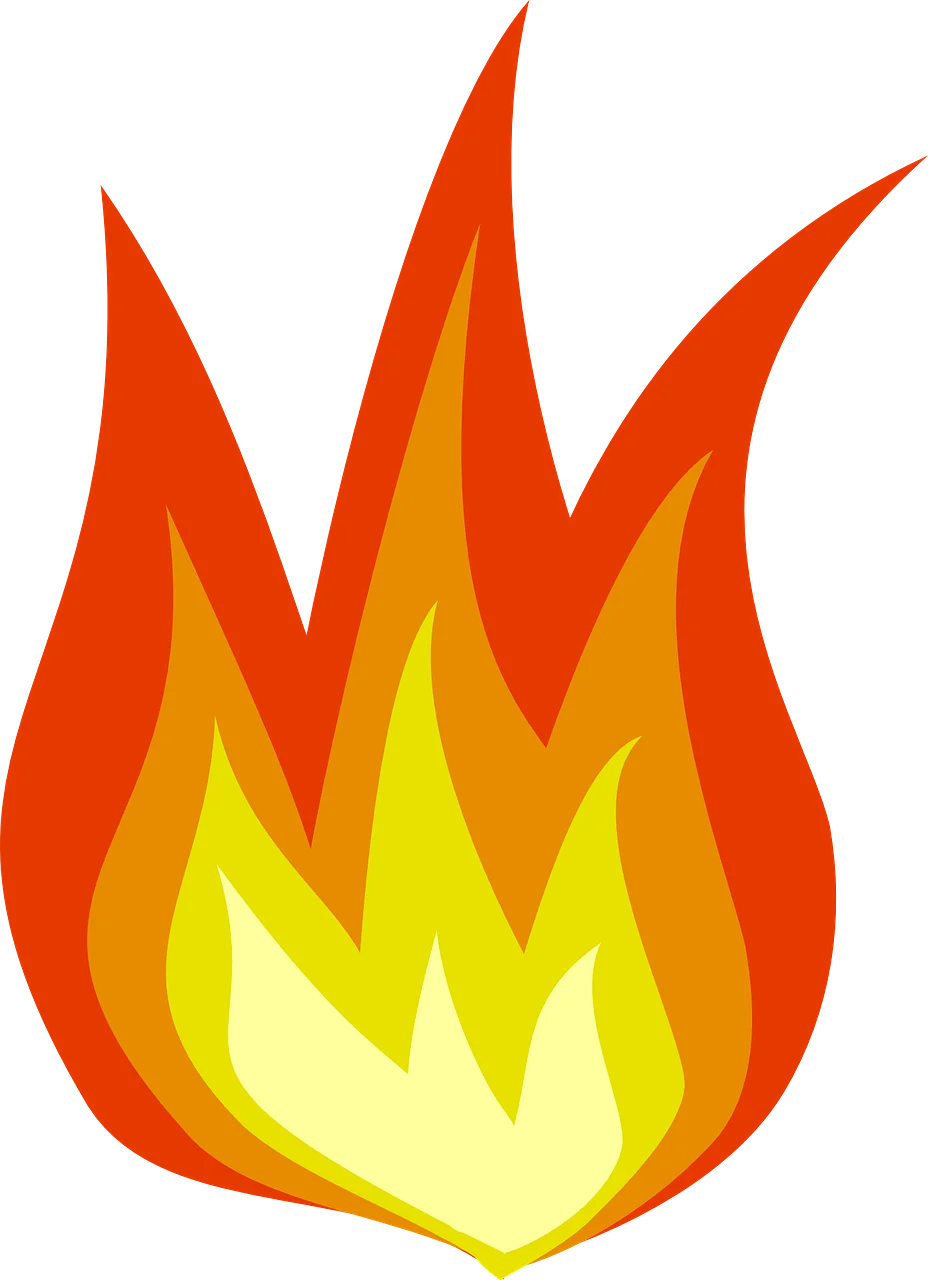 Stylized Fire Flame Clipart with Gradient Yellow and Orange Tones