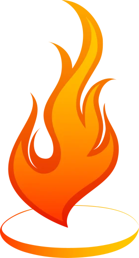 Stylized Orange and Yellow Fire Flame Clipart with Smooth Gradient Effect