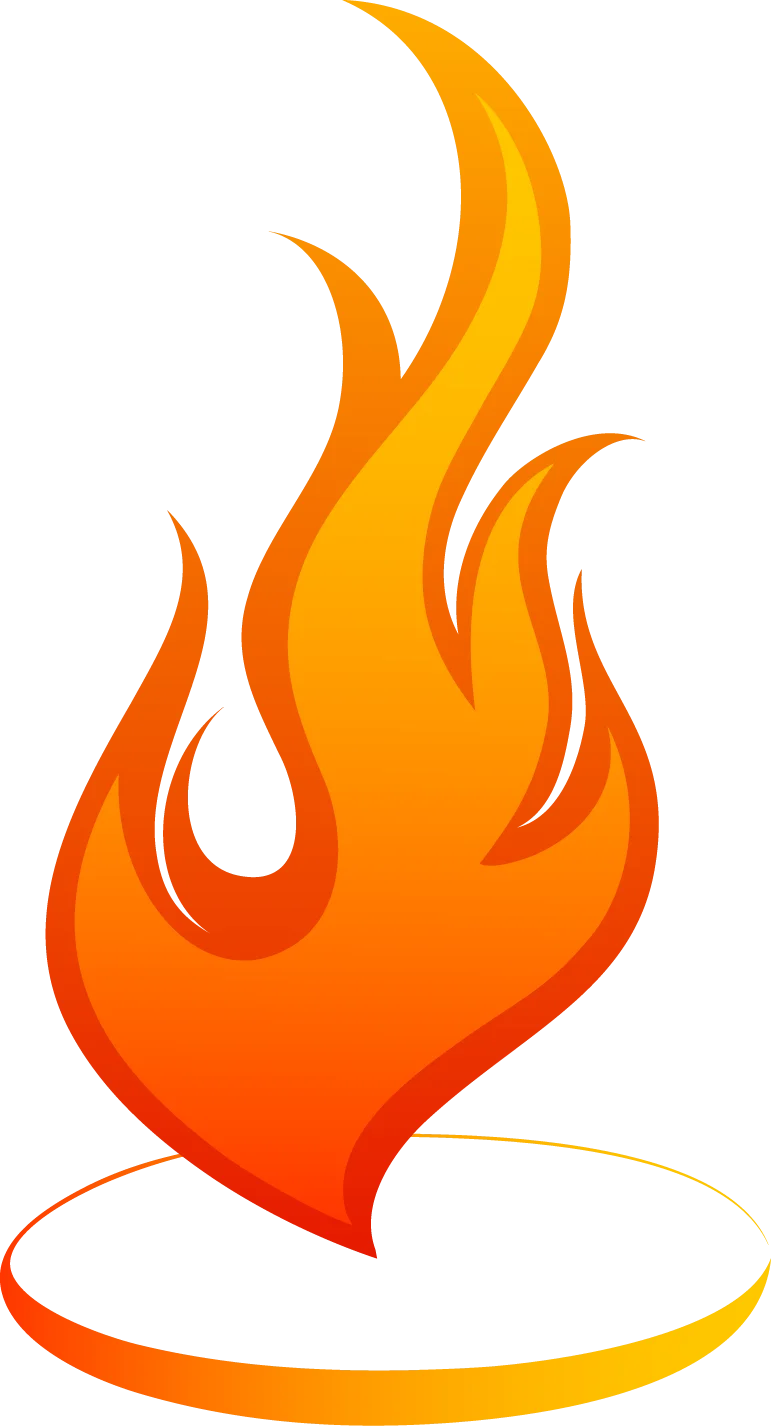 Stylized Orange and Yellow Fire Flame Clipart with Smooth Gradient Effect