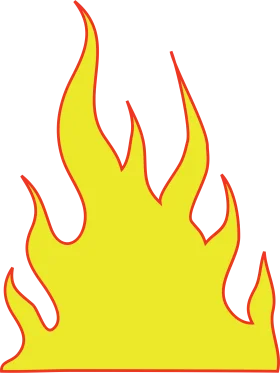 Stylized Yellow and Red Fire Flame Clipart with Pointed Edges and Dynamic Shape