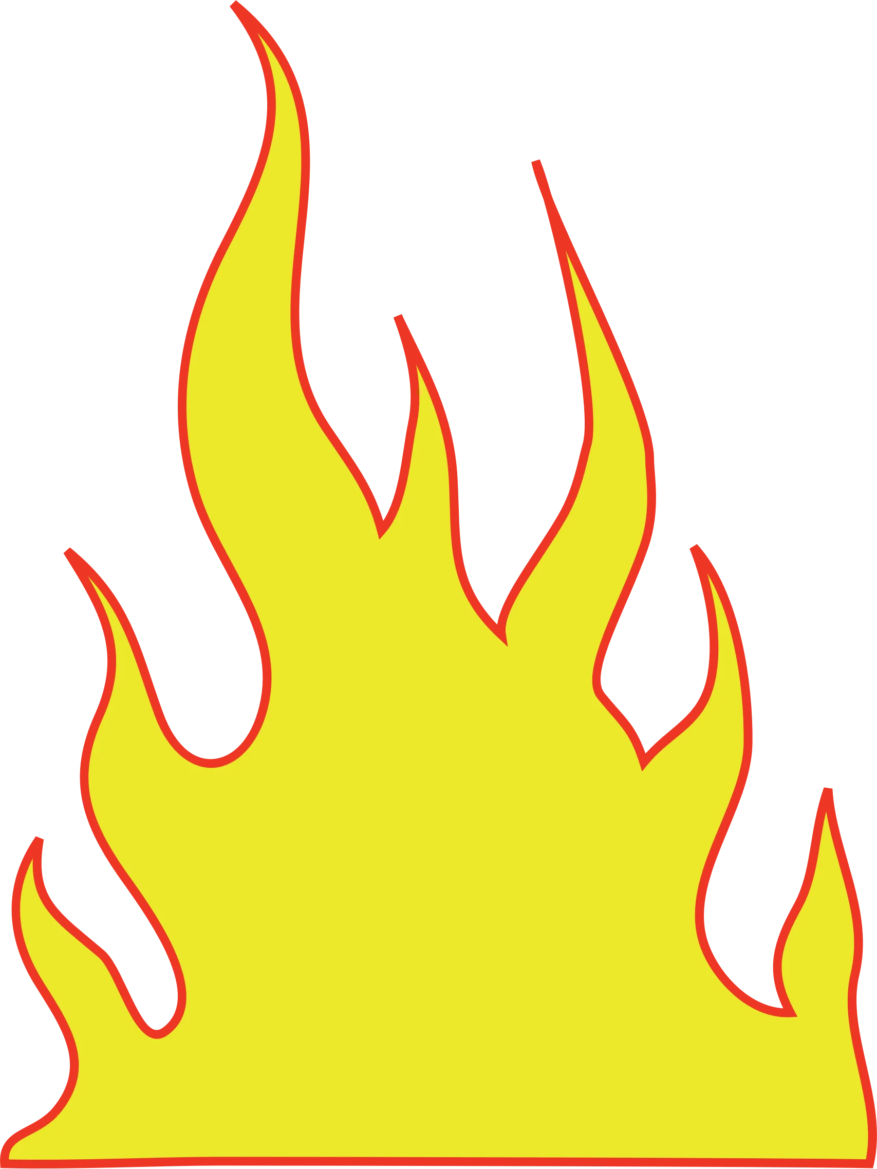 Stylized Yellow and Red Fire Flame Clipart with Pointed Edges and Dynamic Shape