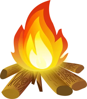 Warm Glowing Campfire Clipart: Flickering Flames Dancing on Wooden Logs
