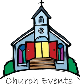 Charming Cartoon Church Building Clipart with Colorful Doors and Steeple