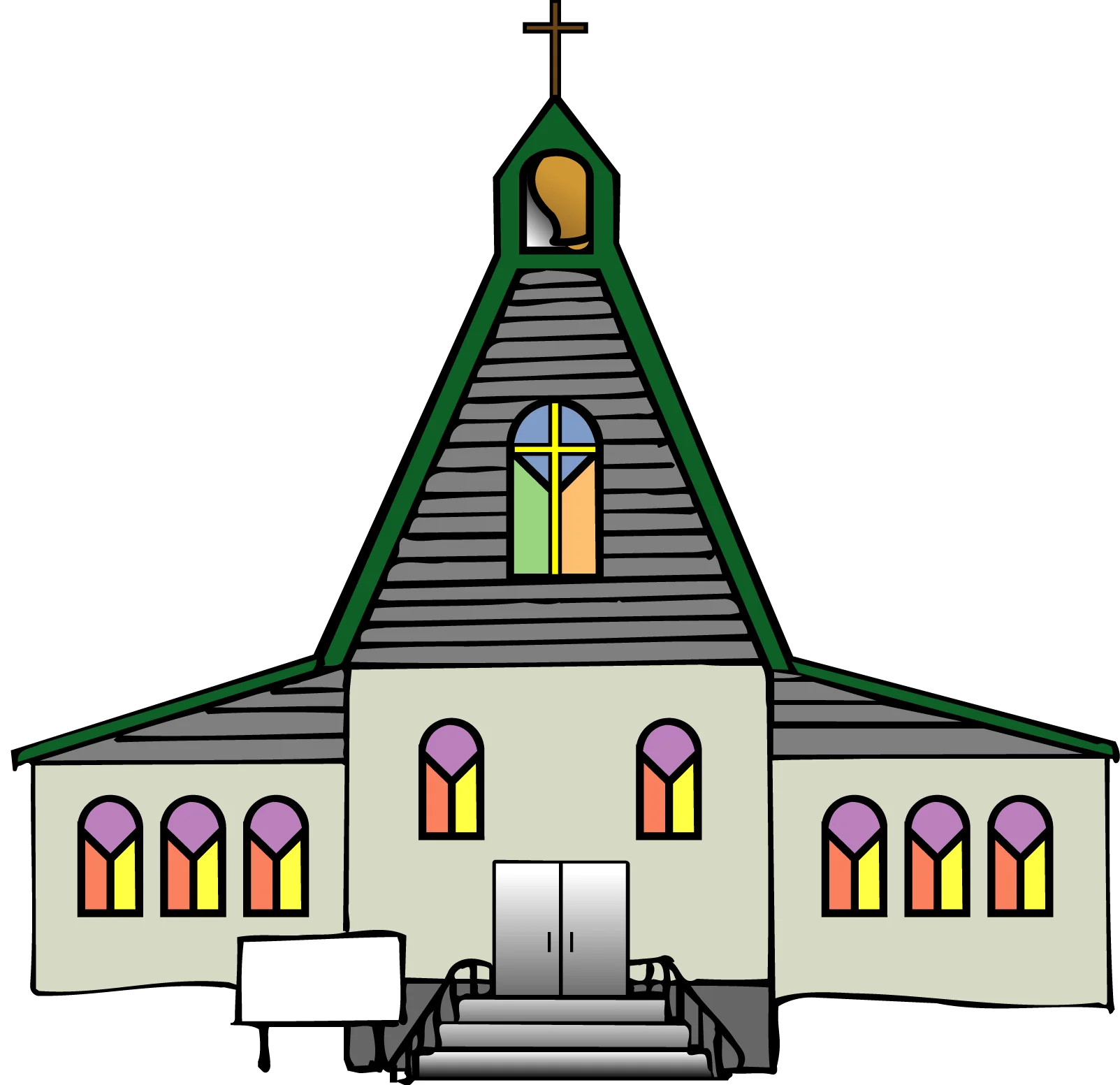 Charming Countryside Chapel Clipart: A Serene Architectural Illustration
