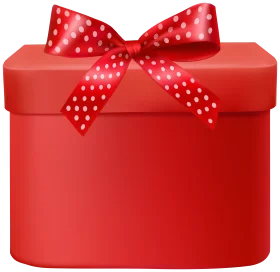 Charming Red Gift Box Clipart with Polka Dot Ribbon and Elegant Bow