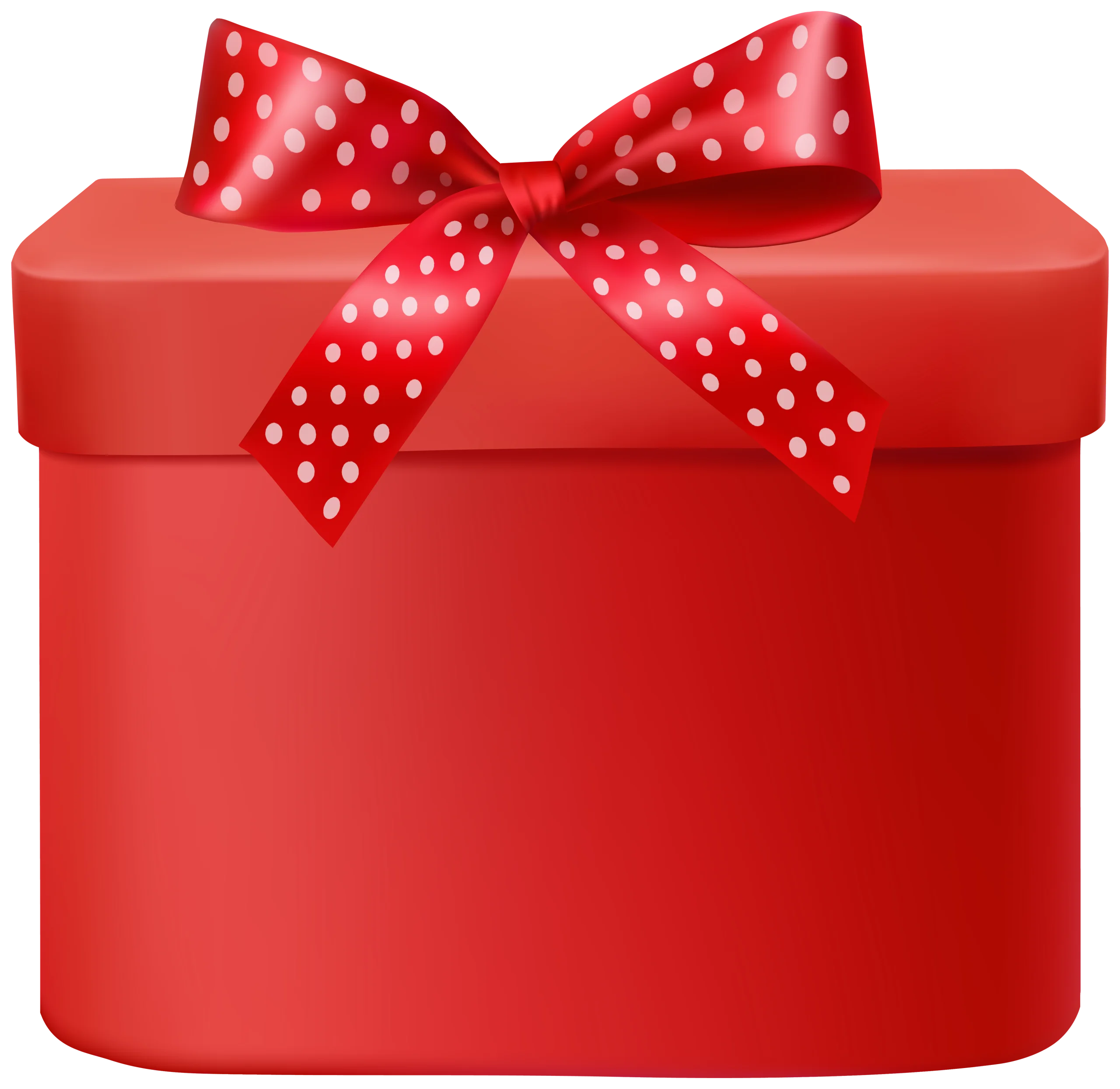 Charming Red Gift Box Clipart with Polka Dot Ribbon and Elegant Bow