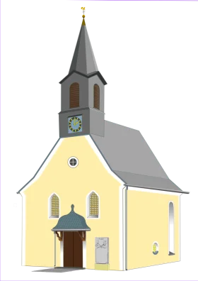 Charming Rural Parish Church Architectural Clipart Illustration Design