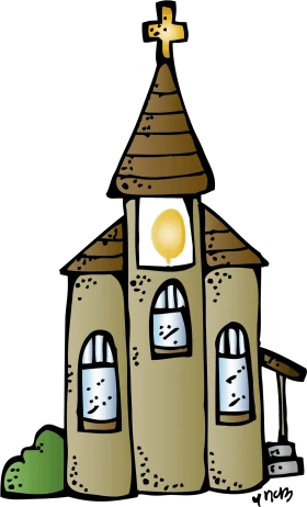 Charming Small Rural Church Clipart with Whimsical Architectural Details