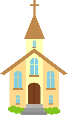 Charming Traditional Countryside Church Architectural Clipart Illustration