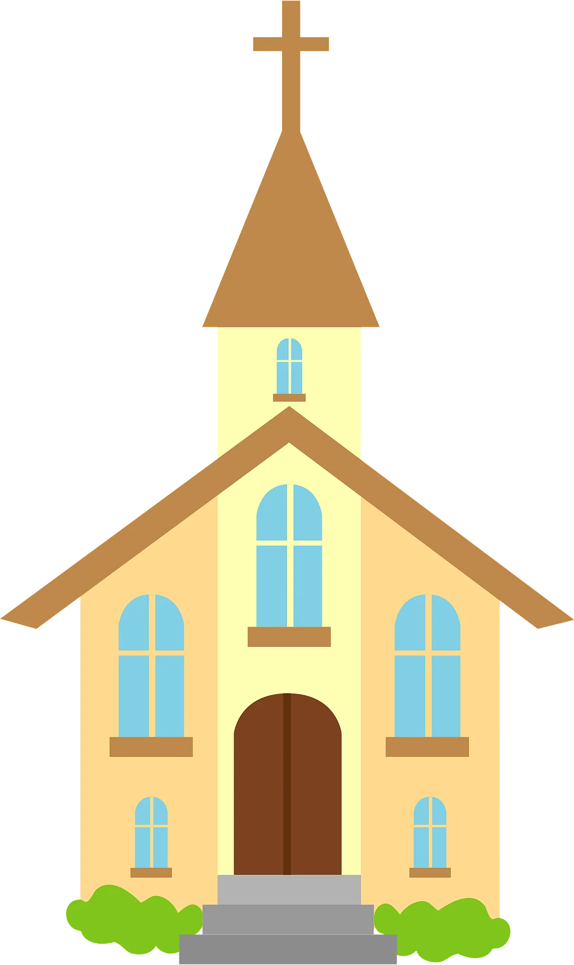 Charming Traditional Countryside Church Architectural Clipart Illustration