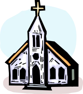 Classic Minimalist White Country Church Architectural Clipart Design
