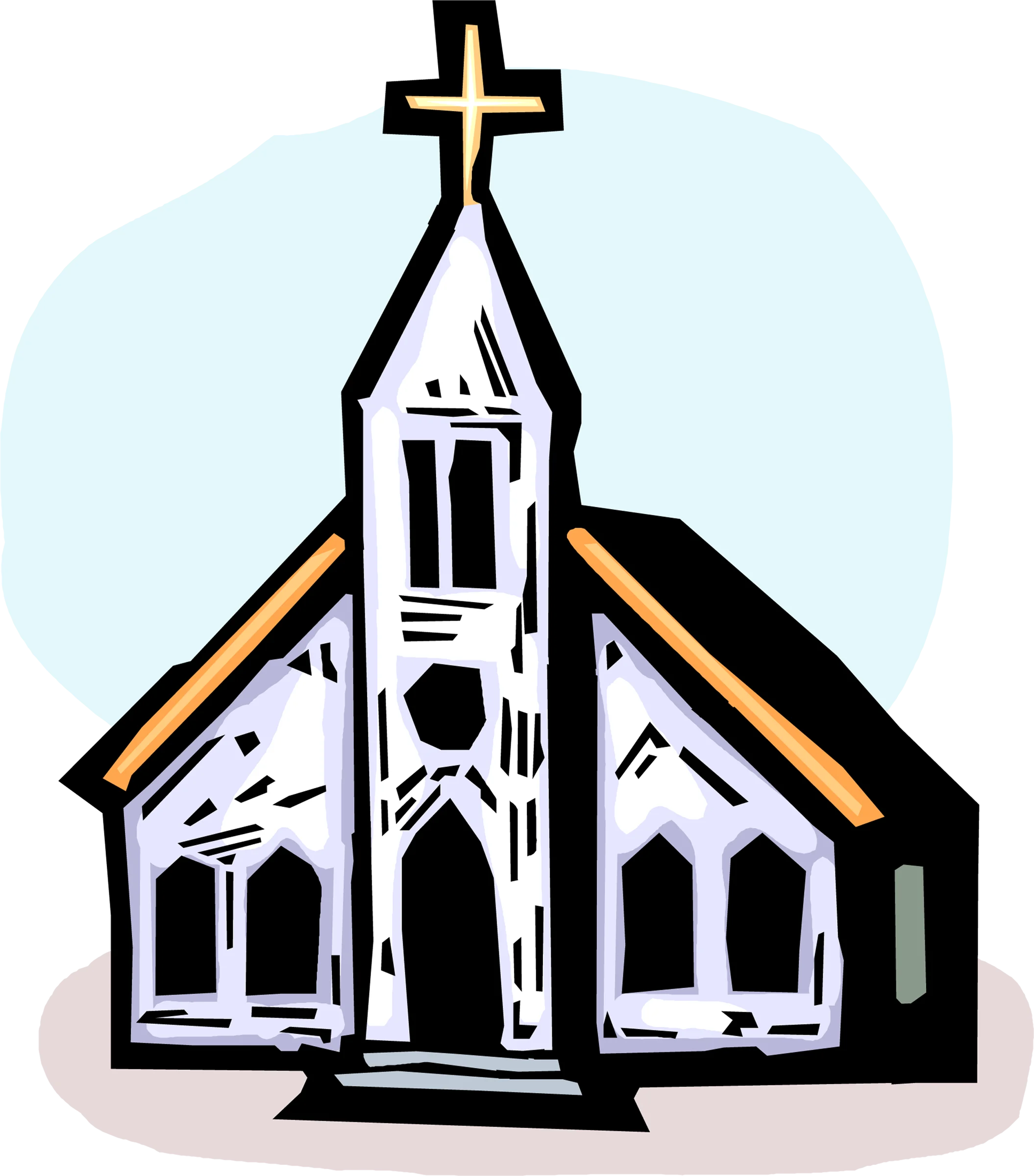 Classic Minimalist White Country Church Architectural Clipart Design