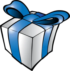 Elegant Blue and Silver Gift Box Clipart with Stylish Ribbon Embellishment