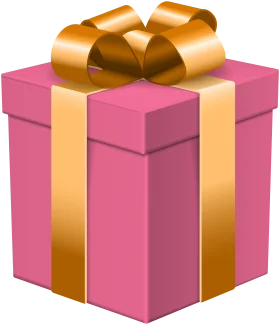 Elegant Pink and Gold Ribbon Gift Box Clipart - Perfect for Celebrations