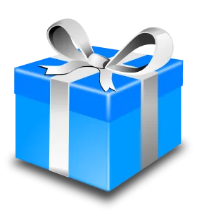 Festive Blue Gift Box with Silver Ribbon: A Delightful Celebration Clipart Design
