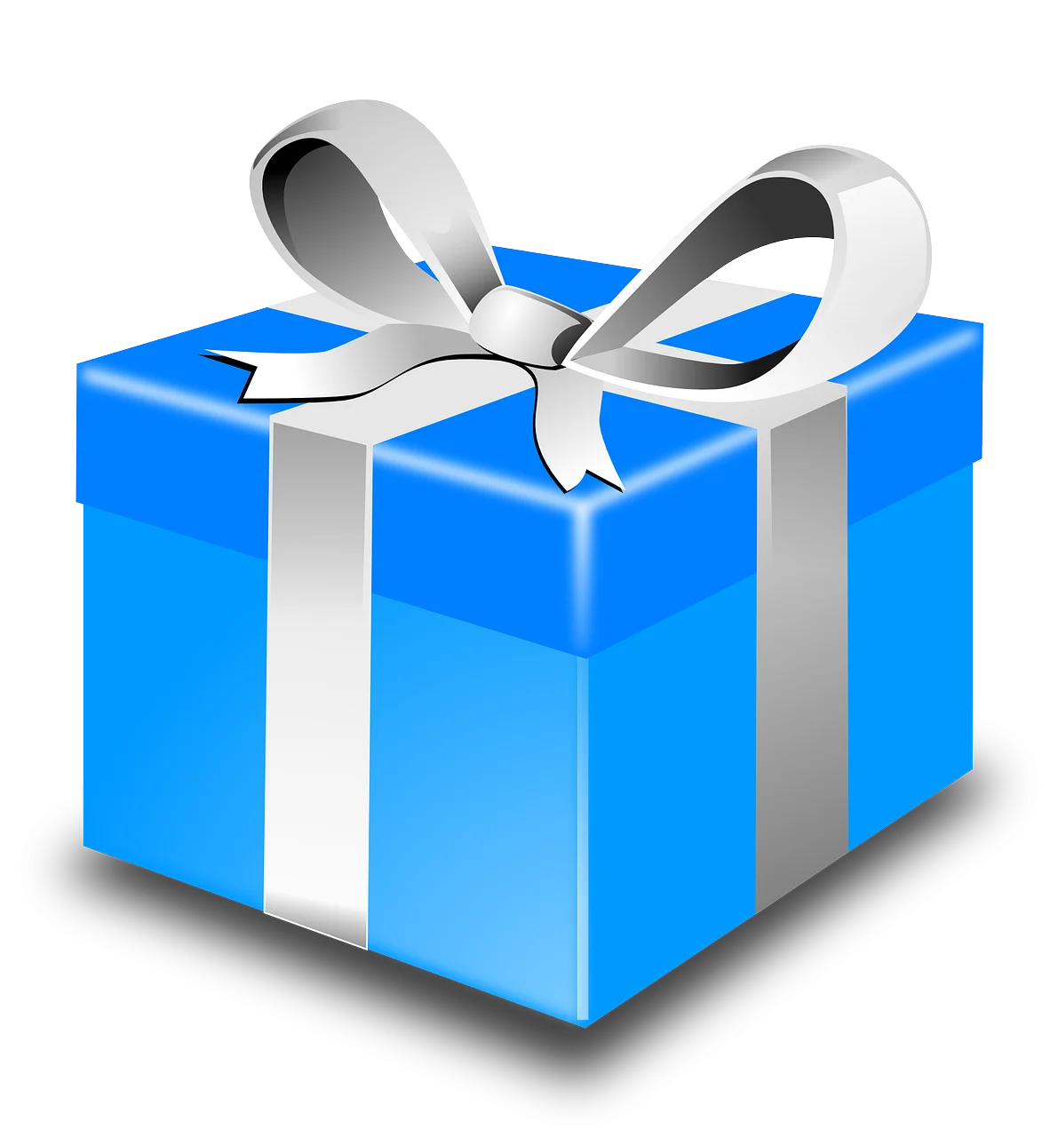 Festive Blue Gift Box with Silver Ribbon: A Delightful Celebration Clipart Design
