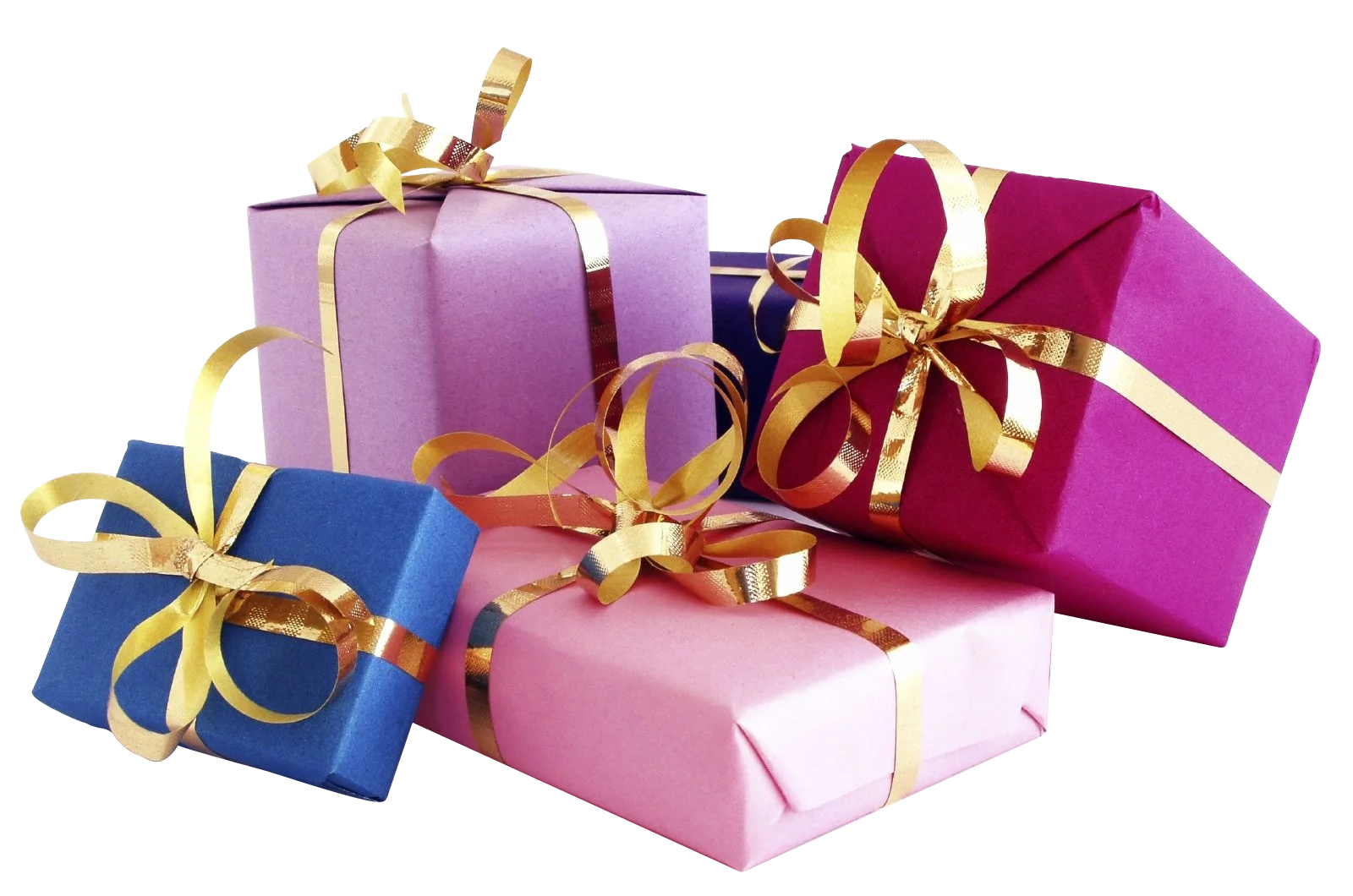 Festive Gift Boxes Clipart: Colorful Wrapped Presents with Elegant Ribbon Bows
