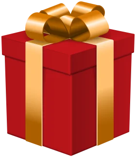 Festive Red and Golden Ribbon Present Clipart: A Delightful Gift Box Illustration