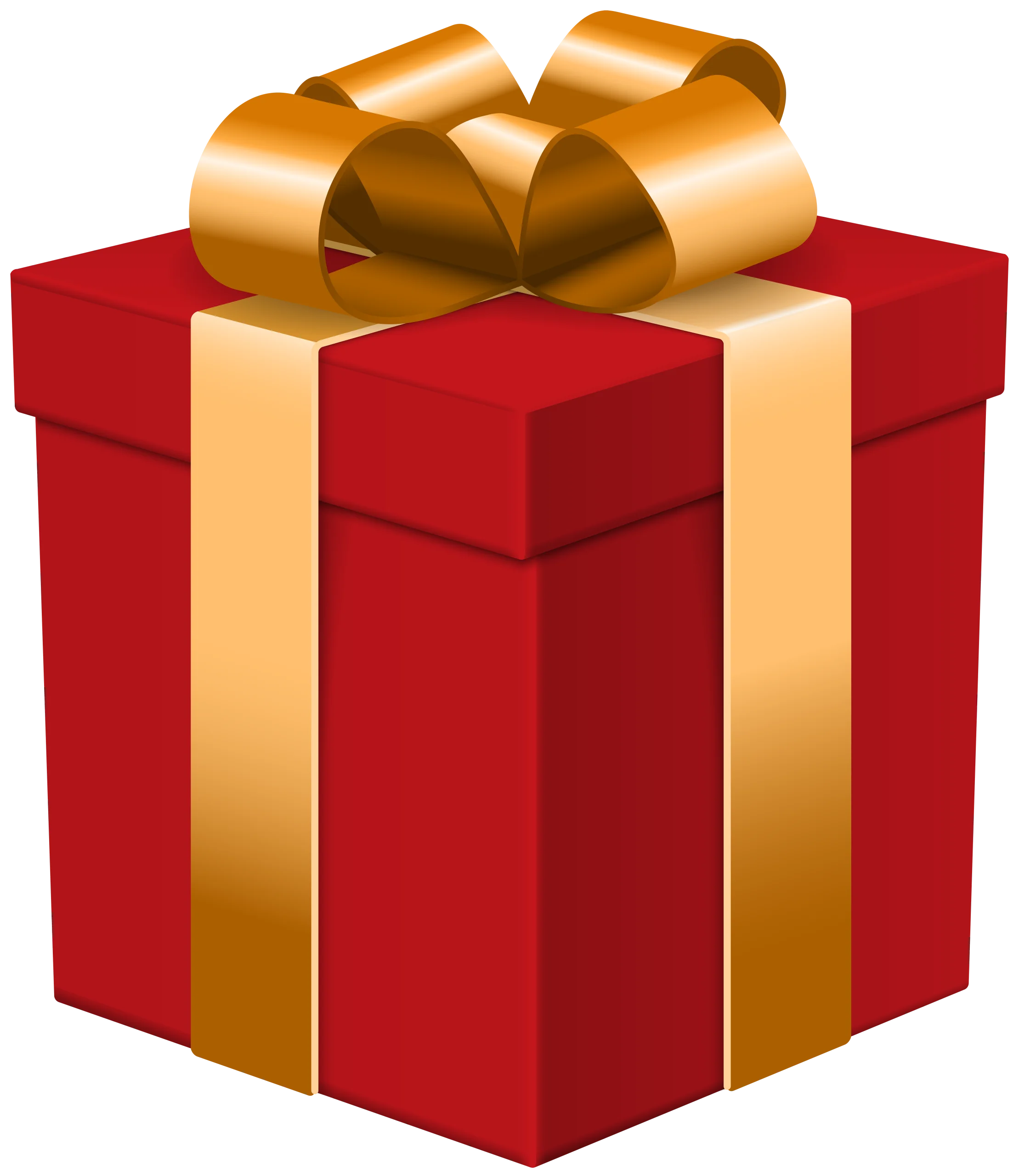 Festive Red and Golden Ribbon Present Clipart: A Delightful Gift Box Illustration