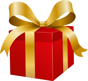 Festive Red Gift Box with Golden Ribbon Clipart Design for Celebrations