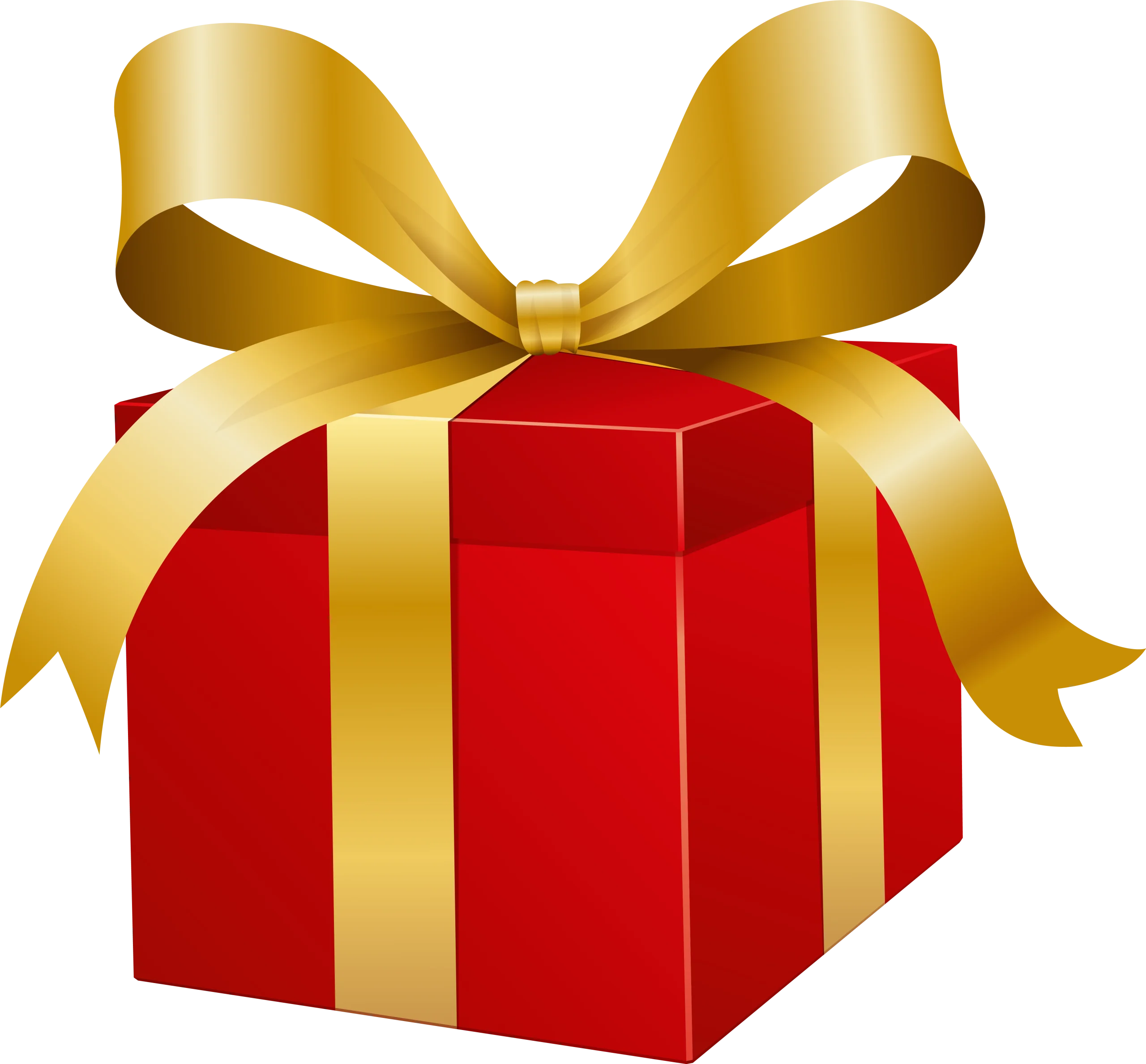 Festive Red Gift Box with Golden Ribbon Clipart Design for Celebrations