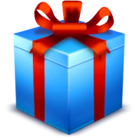 Glossy Blue Gift Box with Vibrant Red Ribbon Clipart Design
