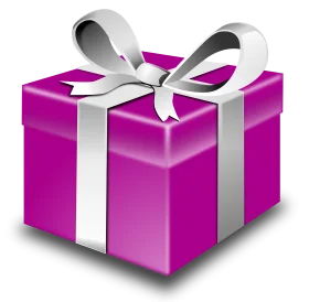 Luxurious Magenta Gift Box with Silver Ribbon Clipart Design